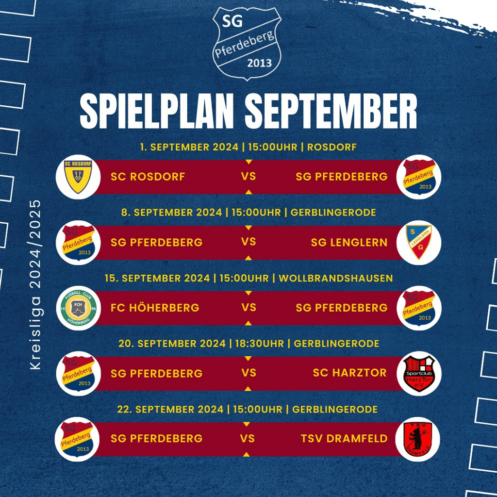 SG Pferdeberg Spielpan September